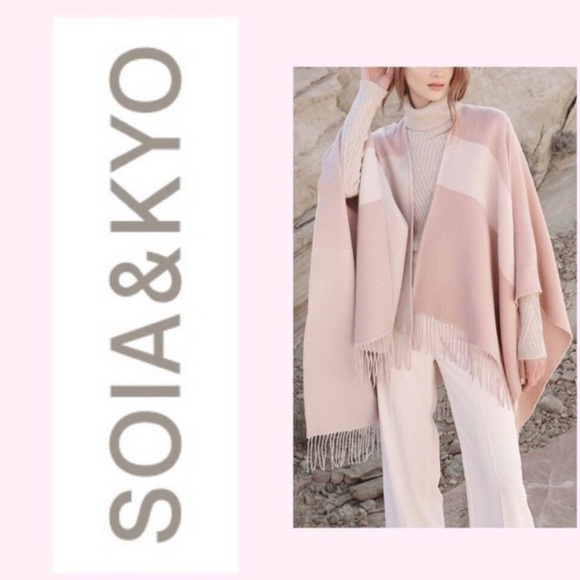 Soia and Kyo Woven Scarf Cardigan Fringe Poncho